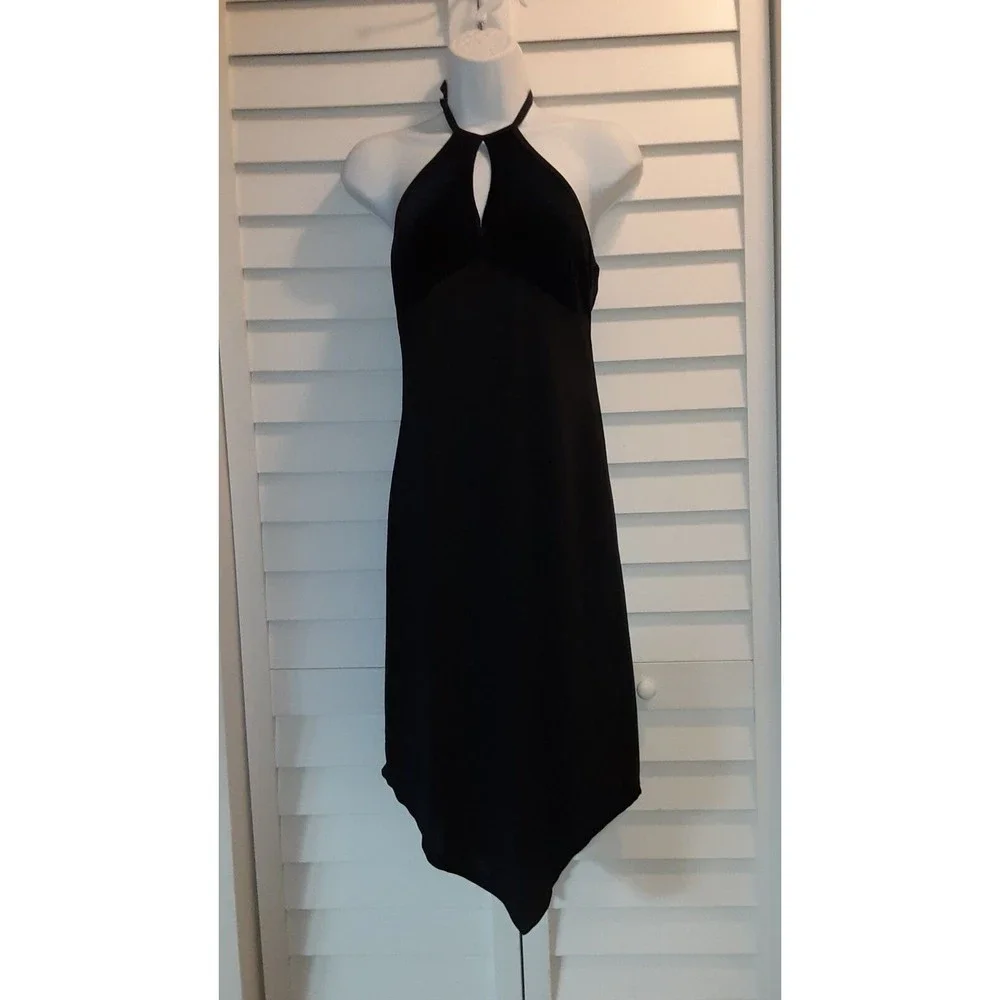 Rampage Womens Size Medium Black Velvet Halter Dress - Picture 5 of 6